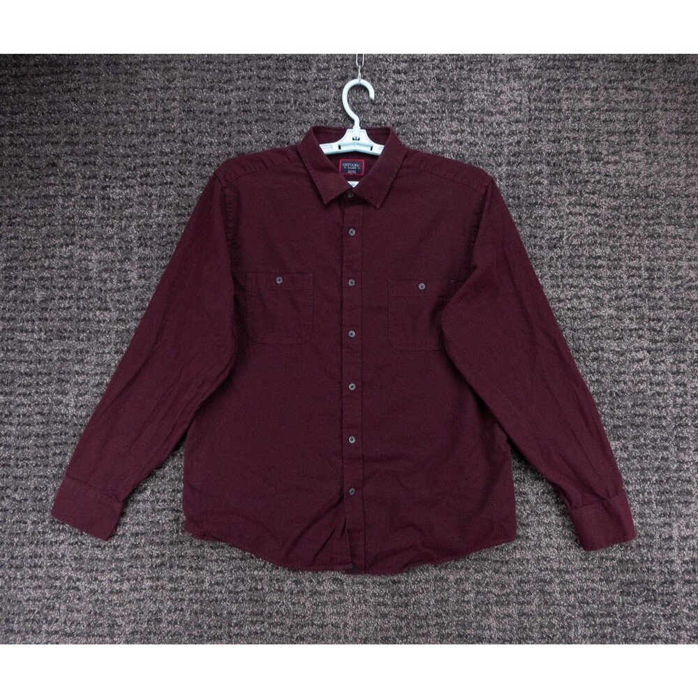 UNTUCKit Shirt Mens XL Maroon Red Hemsworth Flannel Long Sleeve Casual Preppy